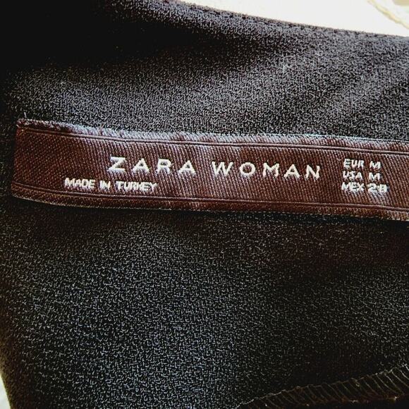 ZARA WOMEN BLACK TASSEL SHIFT DRESS ZIP BACK SIZE MED - Picture 4 of 6